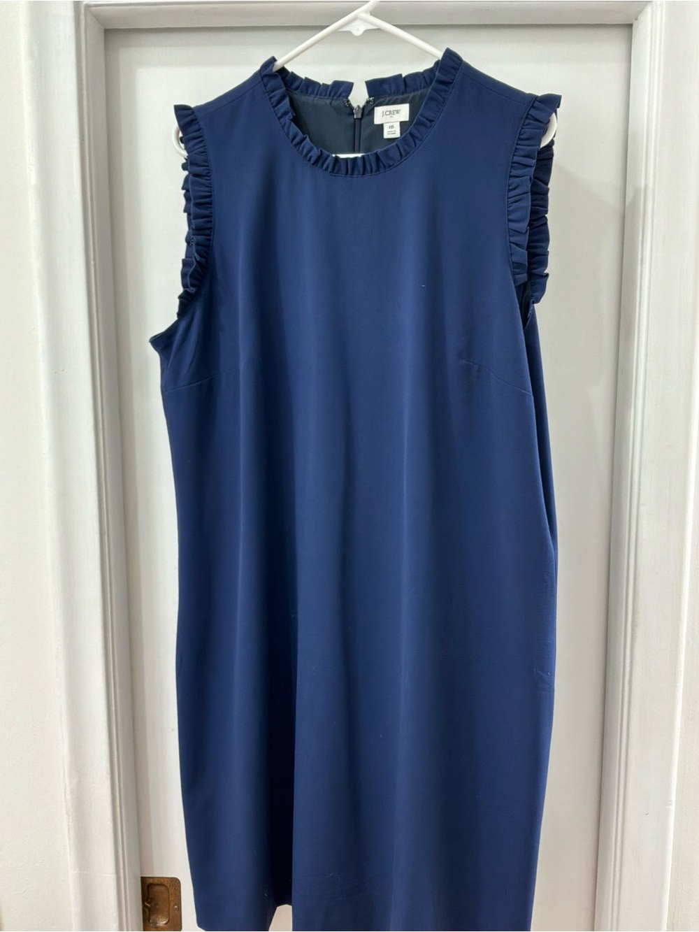 J. Crew Navy Ruffle-Trim Sleeveless Shift Dress